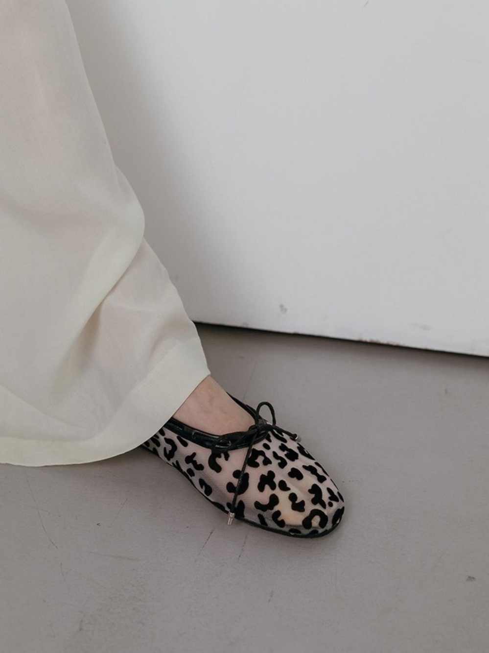 Metier mesh leopard ballet flats